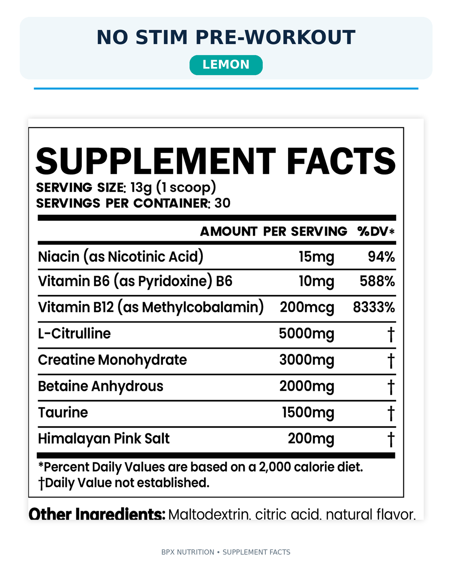 BPX No Stim Pre-Workout