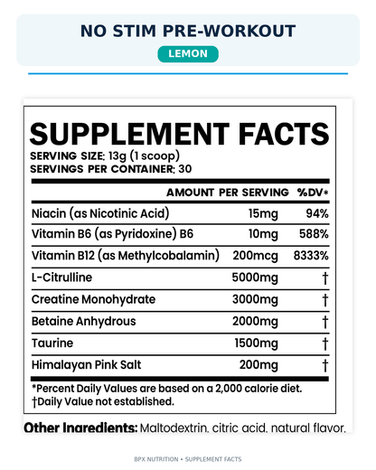BPX No Stim Pre-Workout