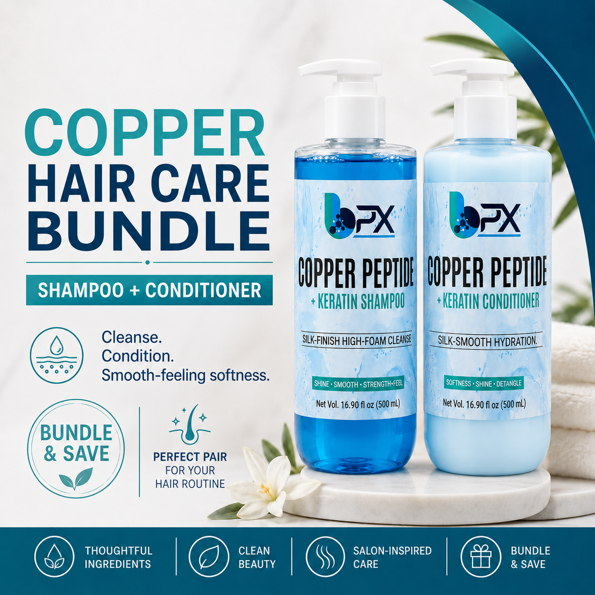 BPX Copper Peptide + Keratin shampoo and conditioner set